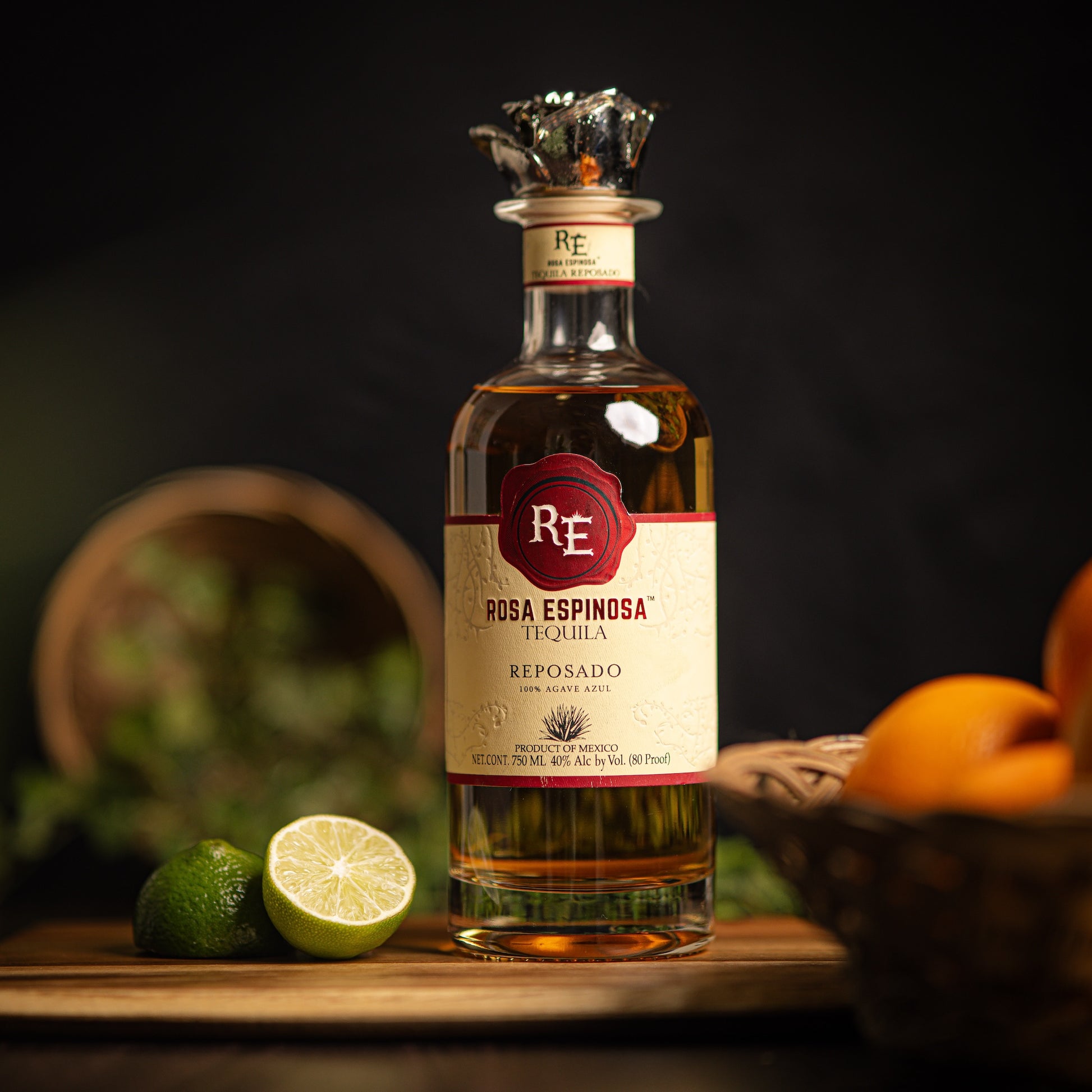 reposado tequila with lime and orange
